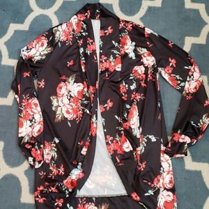 Silk-like Floral Cardigan